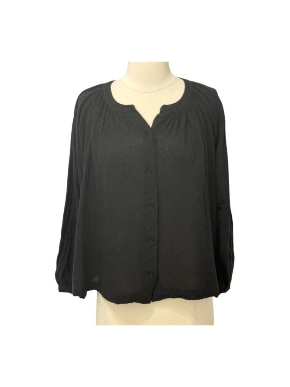 Jenni Kayne Womens Willow Blouse Top Viscose Wool Blend Black Long Sleeve Size M - Picture 2 of 10